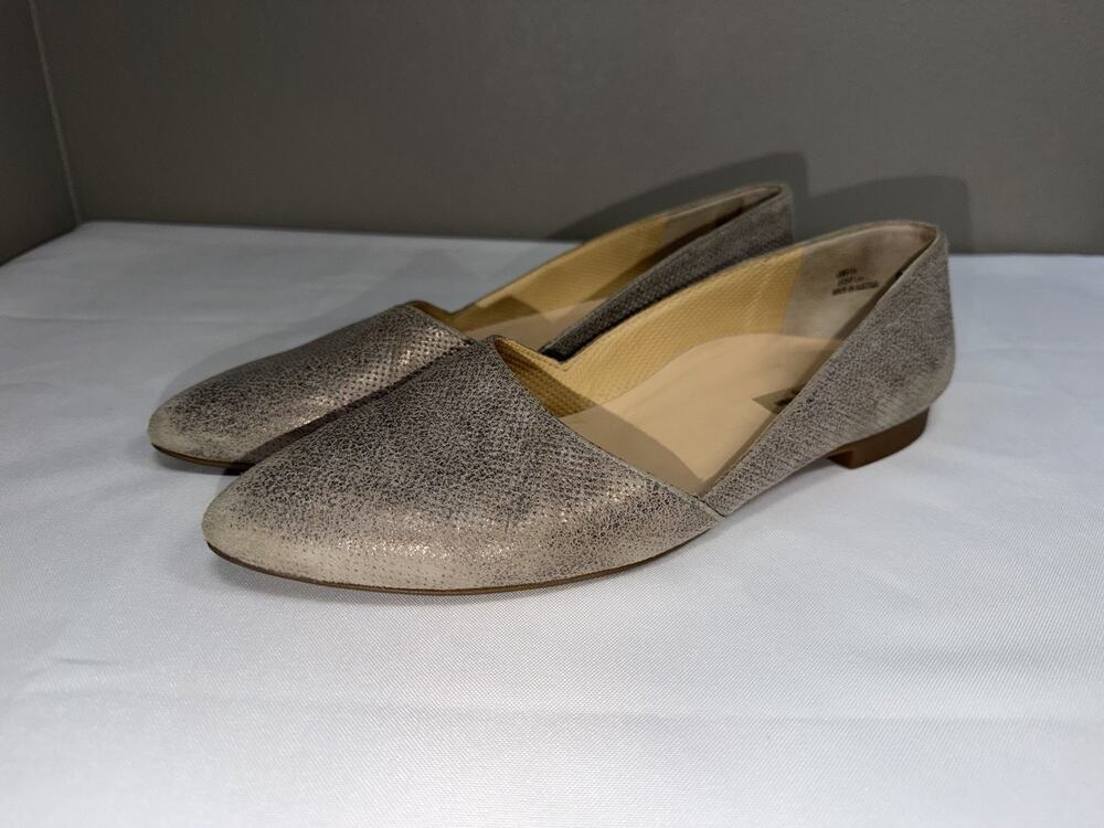 Paul Green Mimi Pointed Toe US 9 / UK 6.5 Perforated Metallic Gray Ballet Flats
